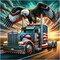 Truck Diamond Painting Kits for Adults, 5D DIY American Flag Diamond Art Kits for Beginners, Full Drill Round Diamond Art for Home Wall Decor, Eagle, 12x12 inch